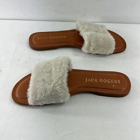 Jack Rogers Faux Fur Sabrina Slide Sandal Natural size 6.5 - Picture 4 of 7
